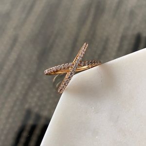 Nadri rose gold crossover cubic zirconia ring